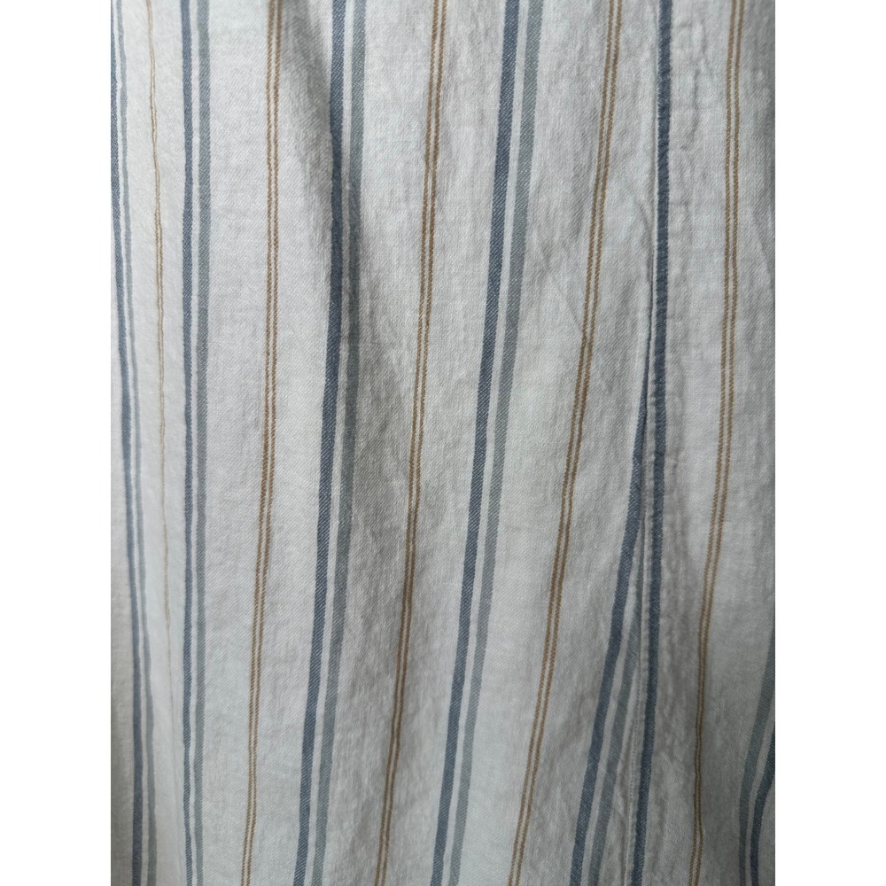 Madewell Striped Linen Blend Button Strap Midi Dress White Blue Tan Large - Picture 10 of 10